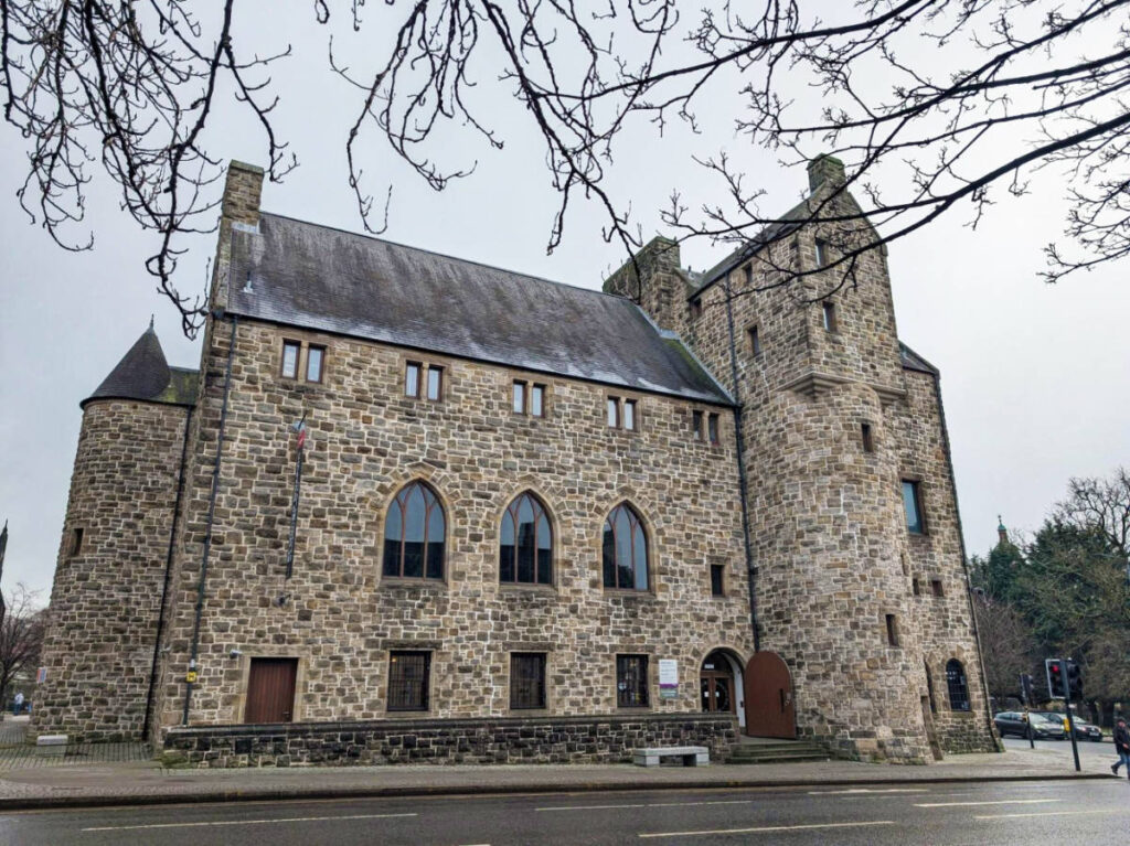 Exterior view of the stone walled St Mungo Museum of Religious Life and Art