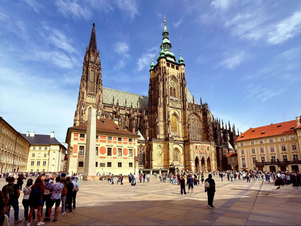 View of the St. Vitus Cathedral from inside the castle complex