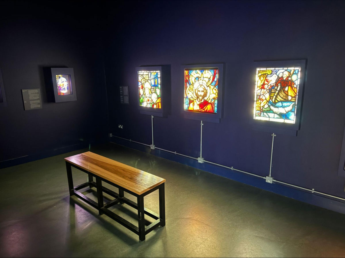 View of the Stained glass Christian artwork at The National Museum of Ireland