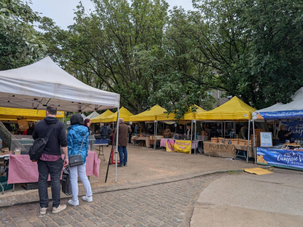 People looking around the stalls at the weekly Stockbridge Market