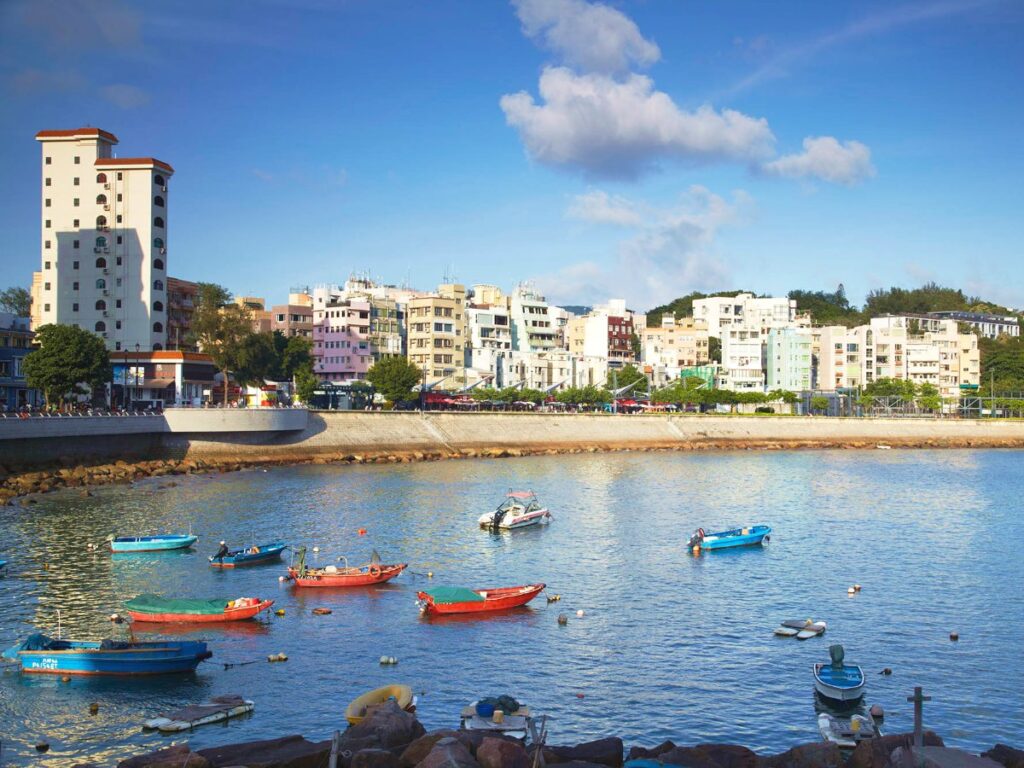 View of boats in the bay beside Stanley Promenade