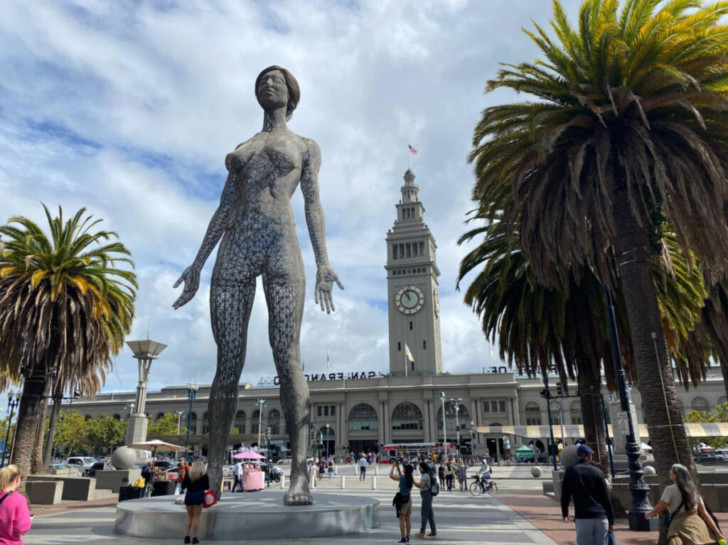 A huge art installation outside of the Ferry Building