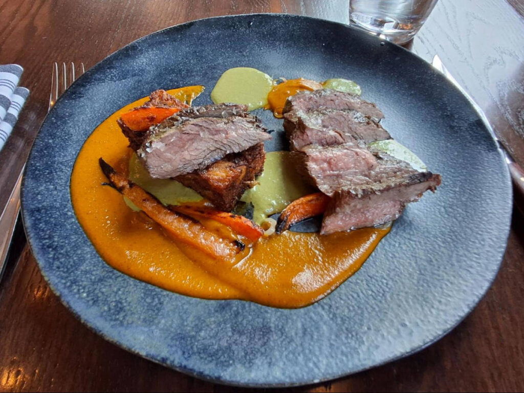 A plate with steak at the River Café
