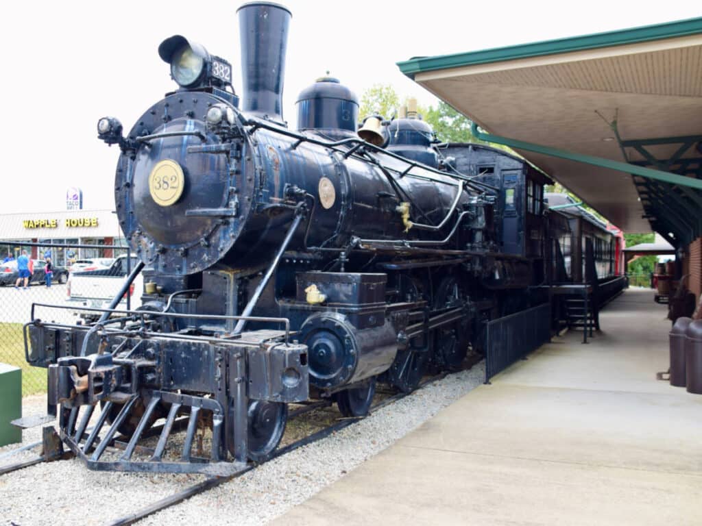 Closeup look of the steam engine at the Casey Jones Museum