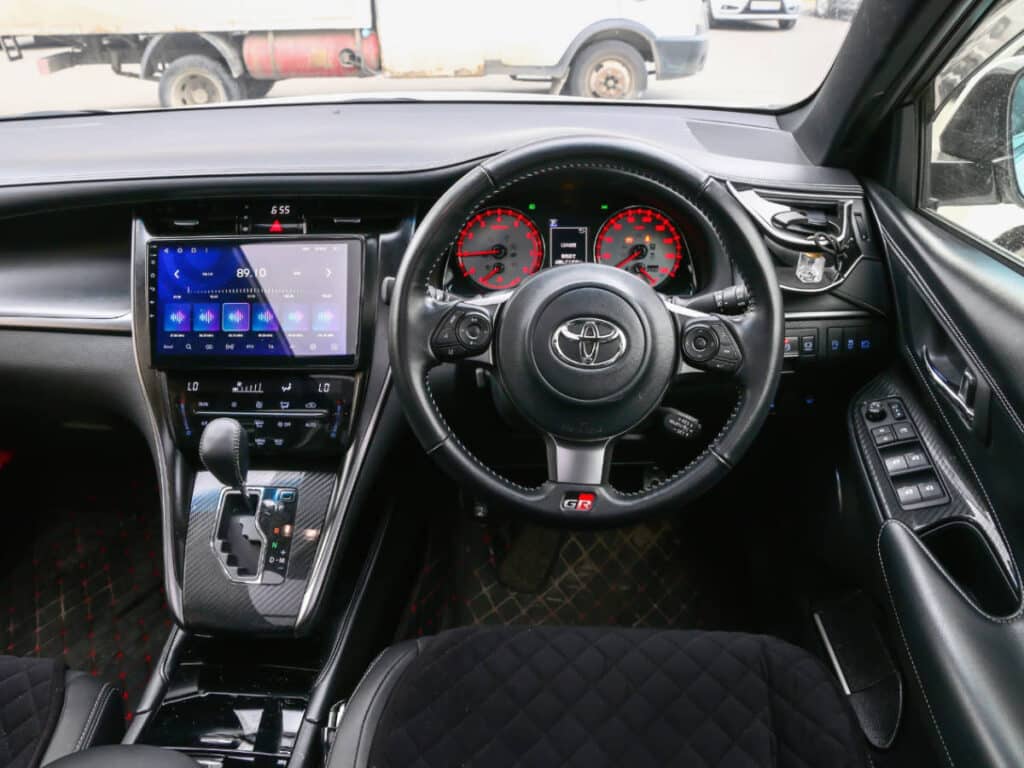 The steering wheels located on the right of the car