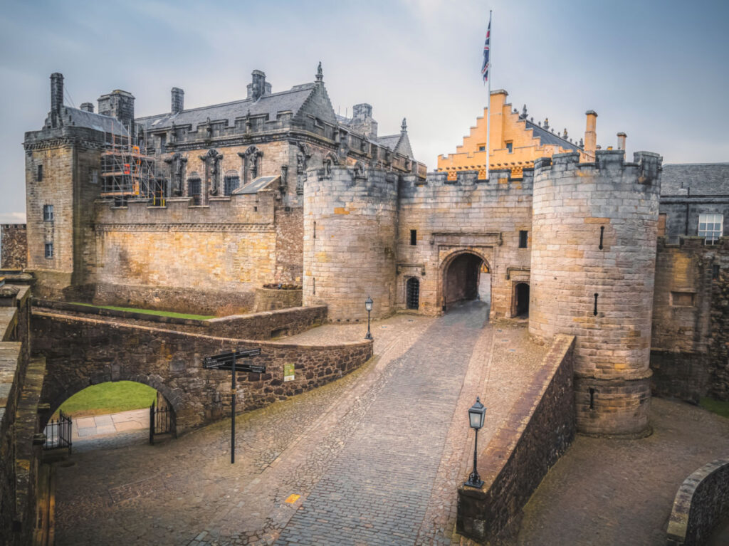 Entrance gate to the historic, medieval fortress, Stirling Castle in Scotland