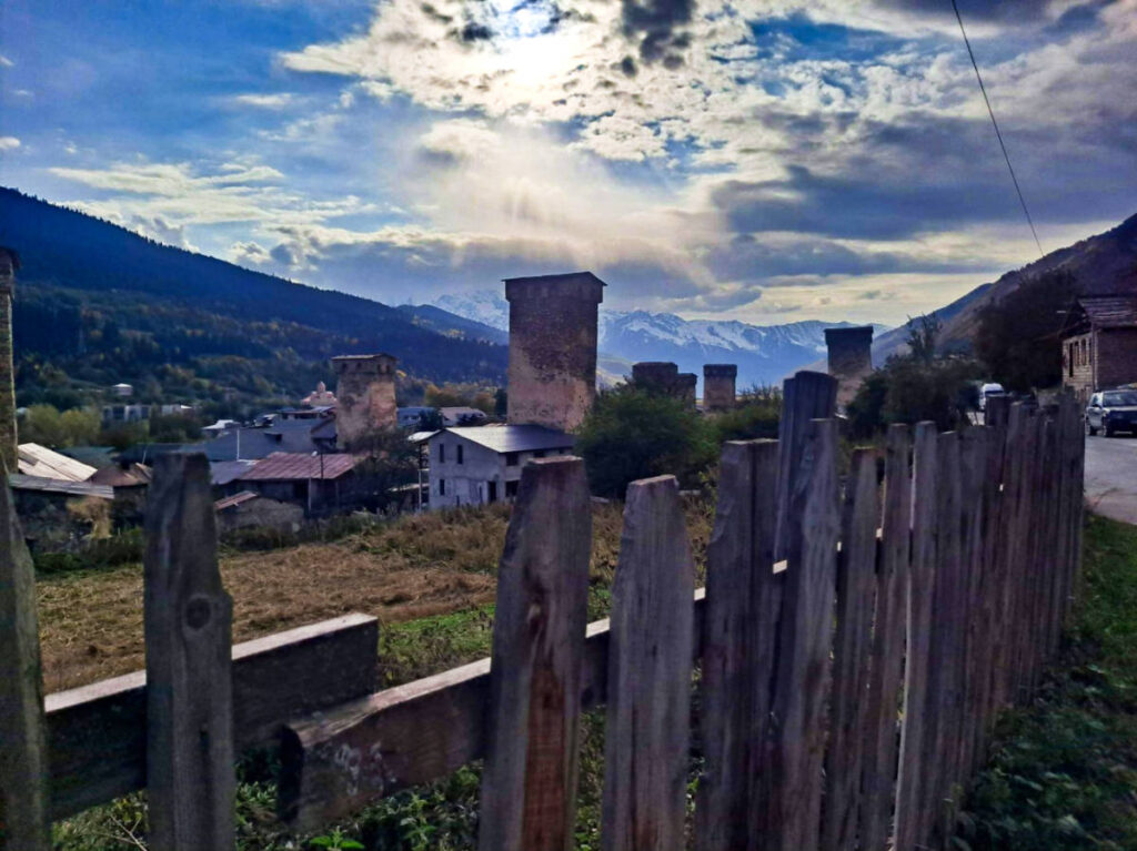 View of the stone towers around Mestia