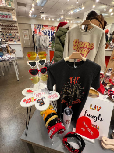View of the merch displays at the local KC shop at Crown Center