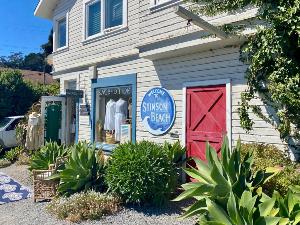 View of the cozy storefront of a local store in Stinson Beach