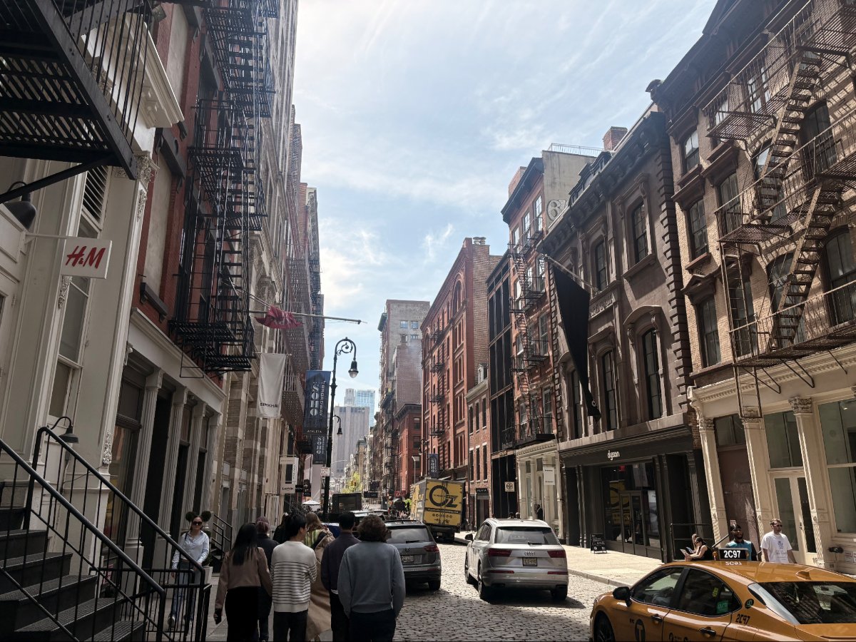 People strolling around Mercer Street