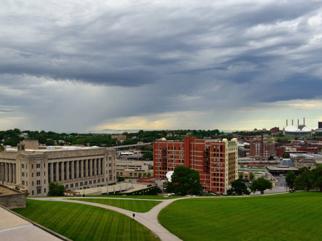 View of the gloomy weather over the Kansas City