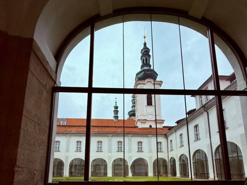 View of the beautiful architecture of Strahov Monastery from the inside