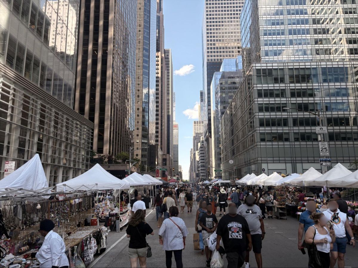 A bustling street fair in Midtown Manhattan