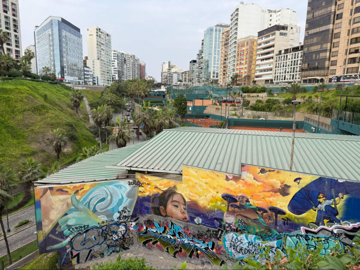 View of the colorful street art in Miraflores