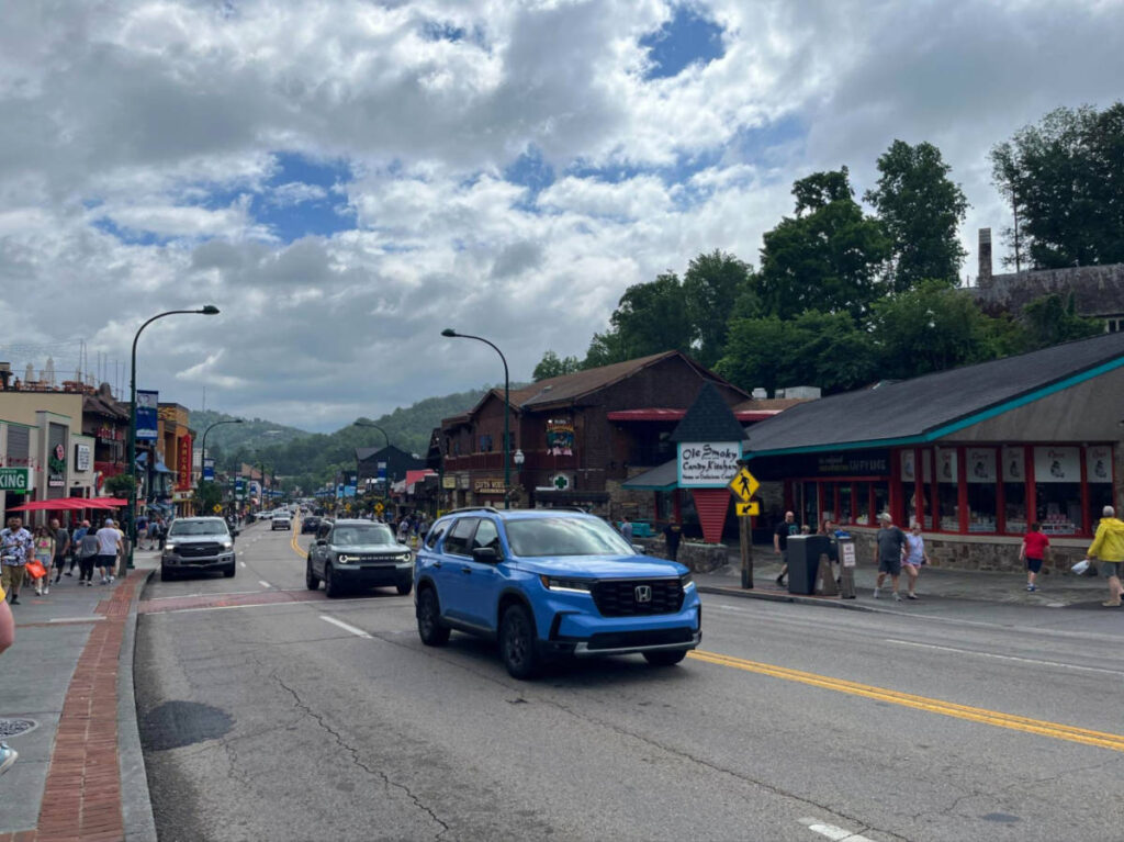 View of a street in Gatlinburg