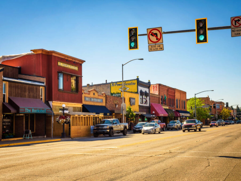 View of the colorful buildings along The Old West
