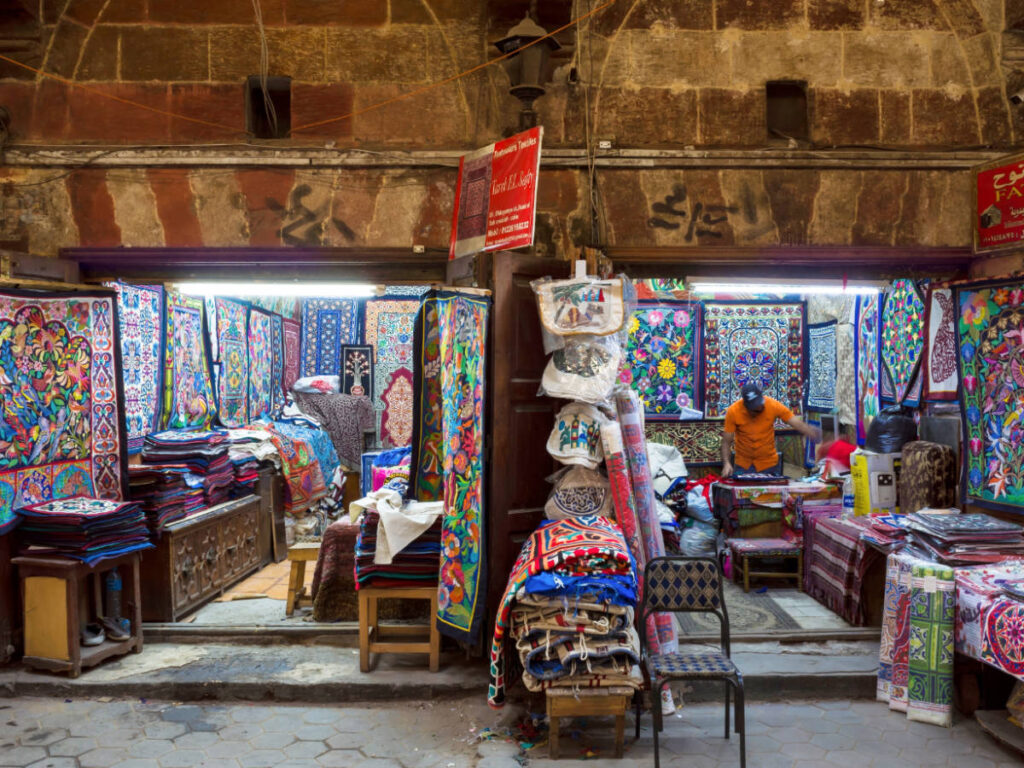 Colorful textiles for sale on the Street of the Tentmakers
