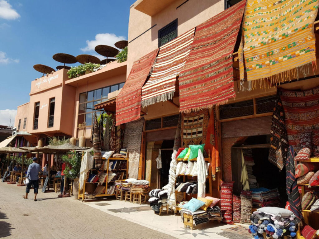 View of the Streets and squares in the Medina  lined with artisan craft shops and cafés