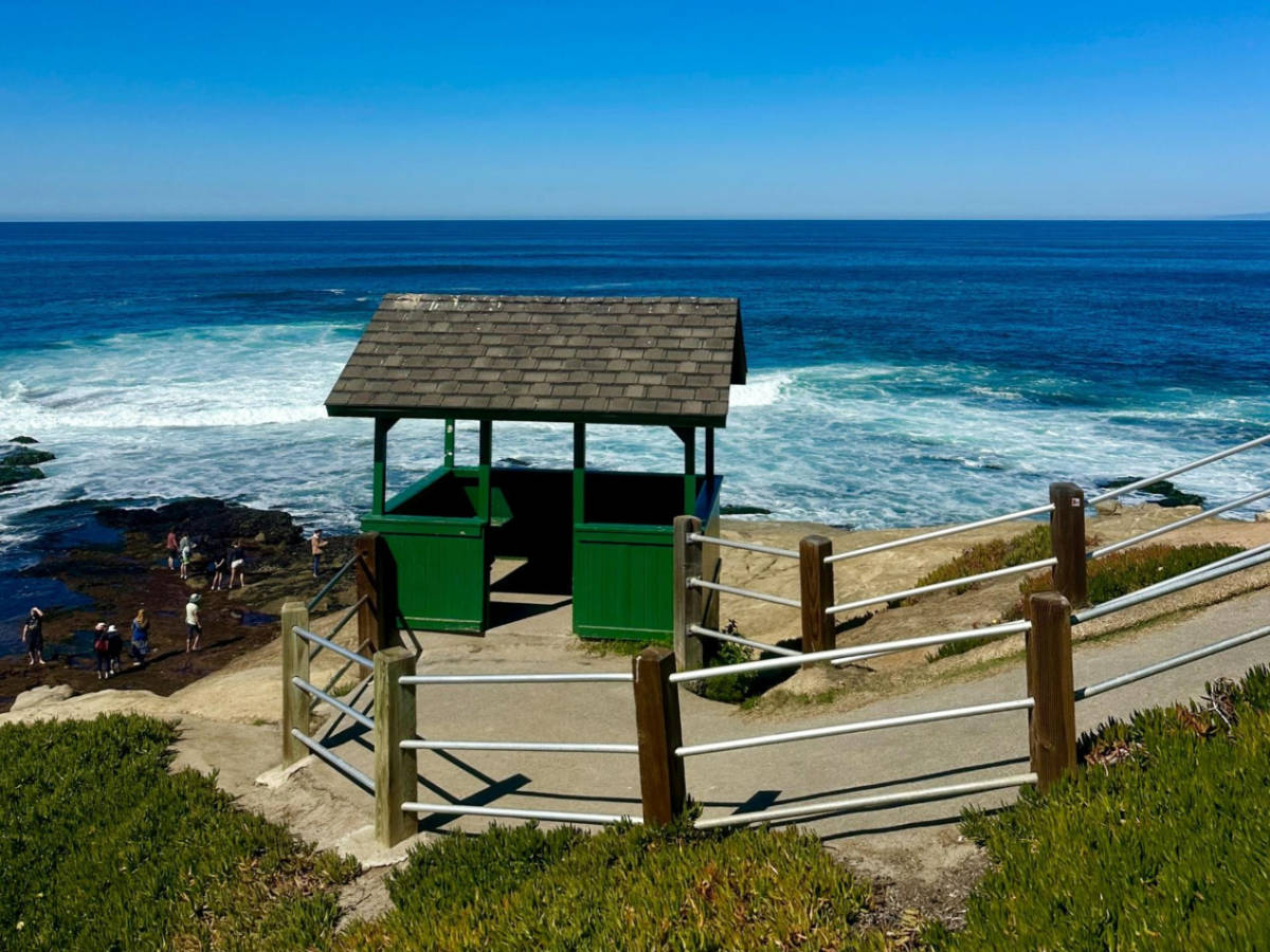 A sun shade with an overlooking view of the b each at Ellen Browning Scripps Park