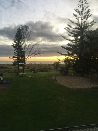 View of sunrise from a hostel room in Dunsborough, Western Australia.
