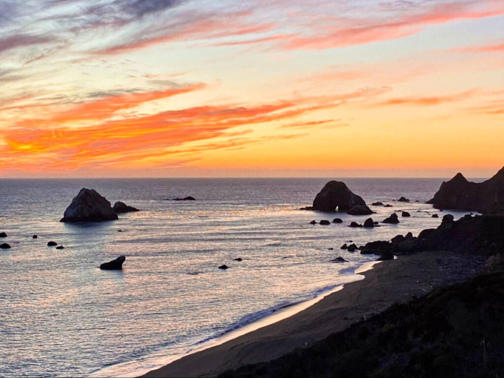 Scenic view of the sunset over the Jenner Beach