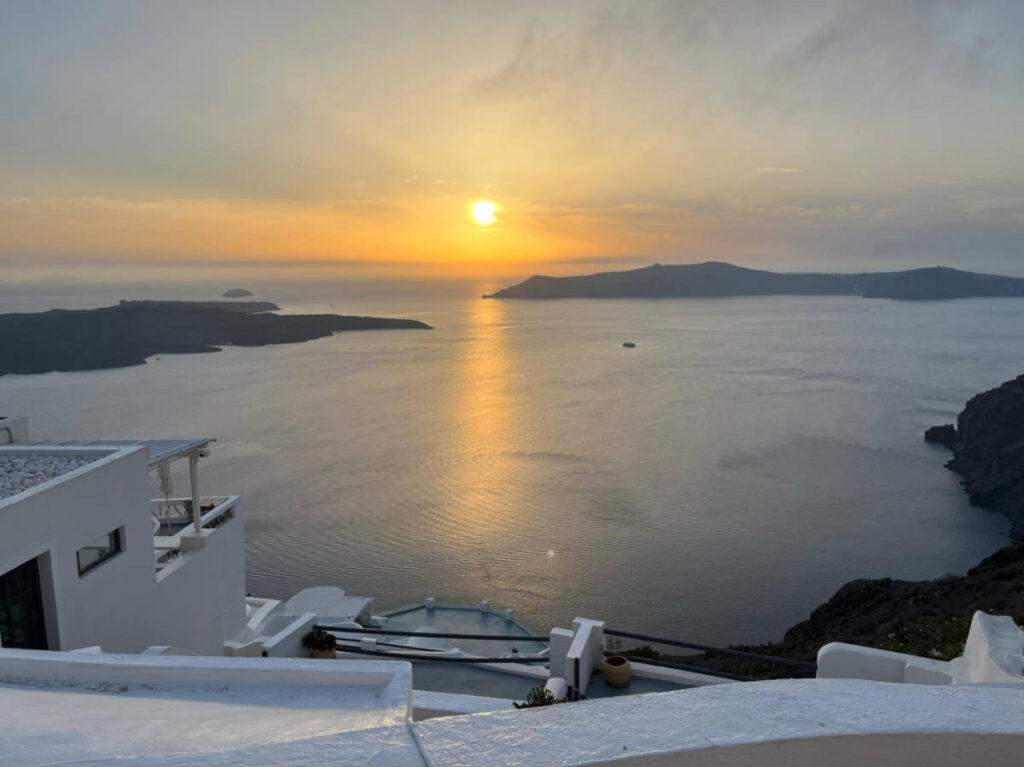Scenic sunset view over the Caldera