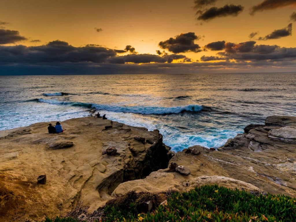View at the La Jolla Cove during sunset in San Diego