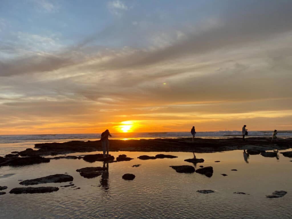 People on a beach in San Diego during sunset