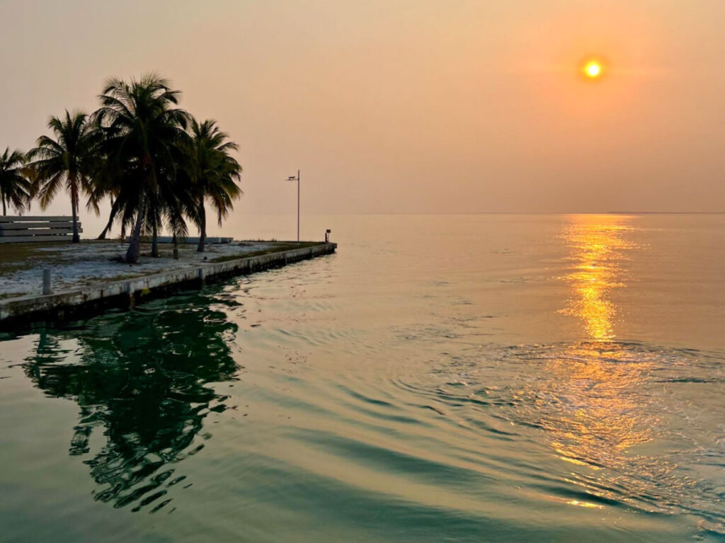 Sunset views in Caye Caulker seen from the boat