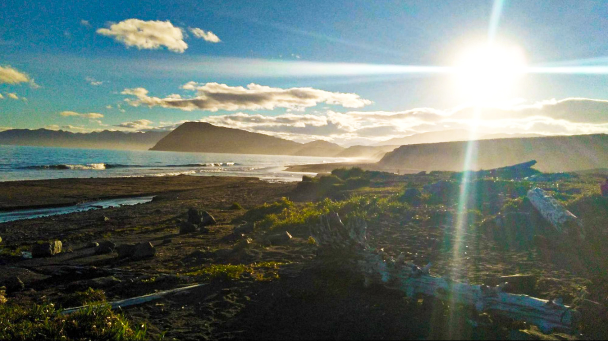 View of the high tide at Surfer’s Beach on a late summer evening