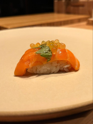 An Edomae-style sushi on a plate