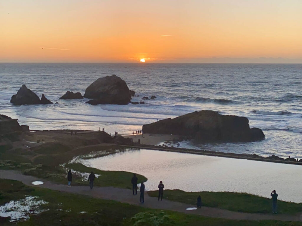 View at the Sutro Baths during sunset