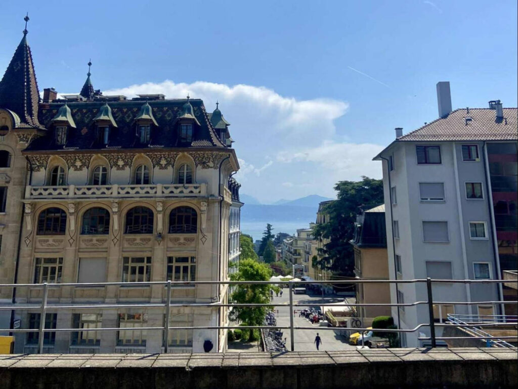 View of the beautiful and intricate Swiss architecture from the train station