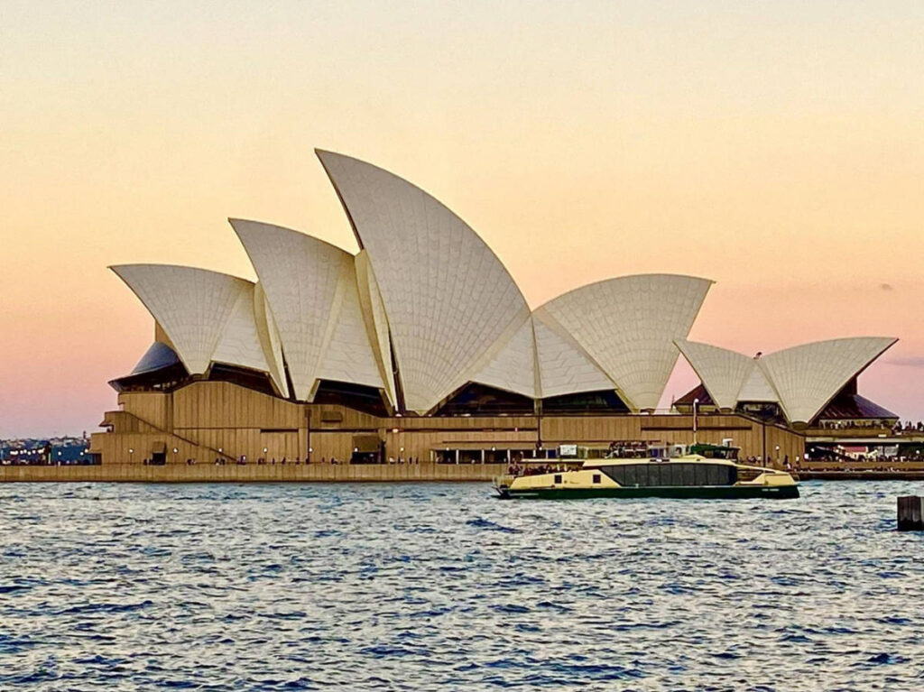 Scenic sunset view of the Sydney Opera House