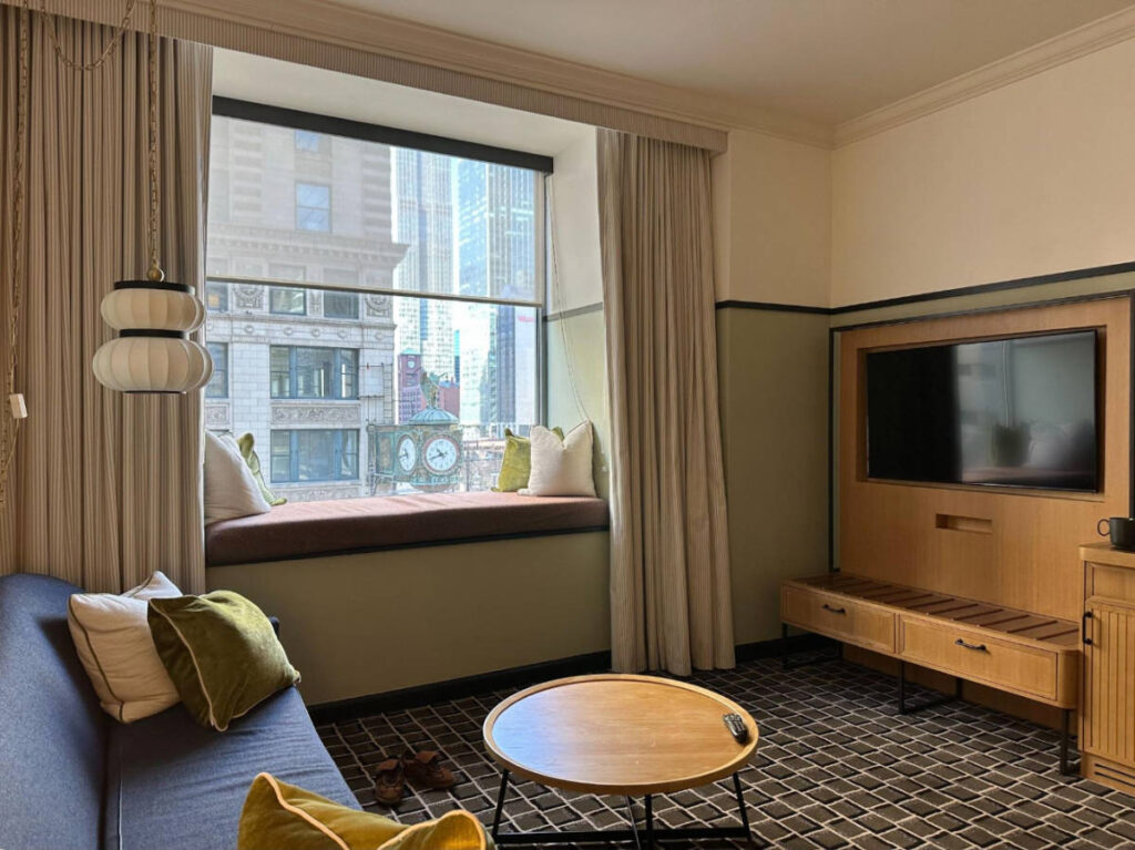 View of a TV on a living room on a suite in L7 Chicago by Lotte