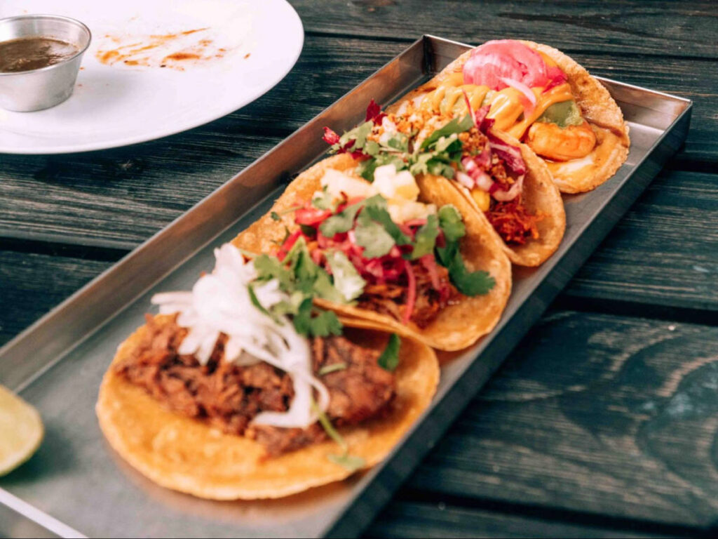 Closeup look of a plate with tacos at Taquería "Mexiko Strasse" 