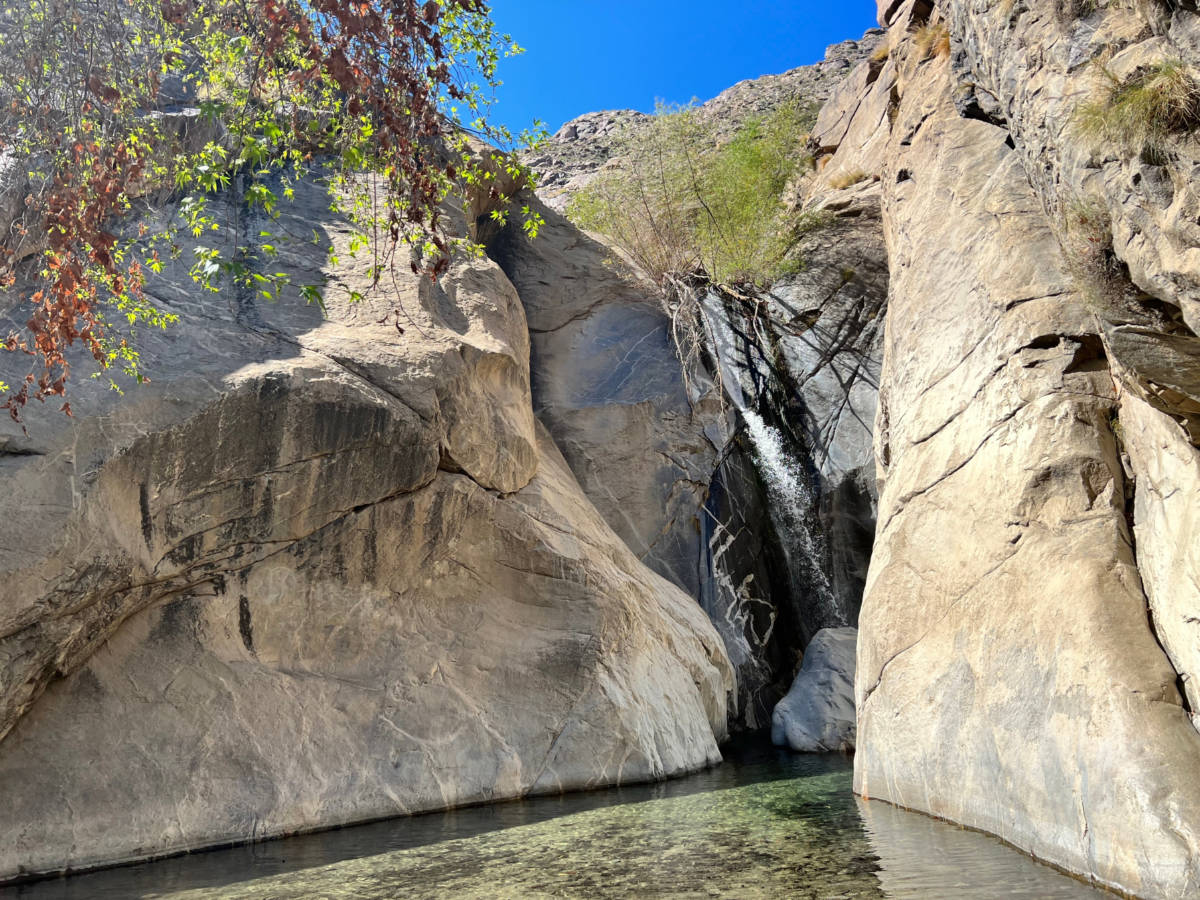 View of the Tahquitz Canyon Falls on a sunny day