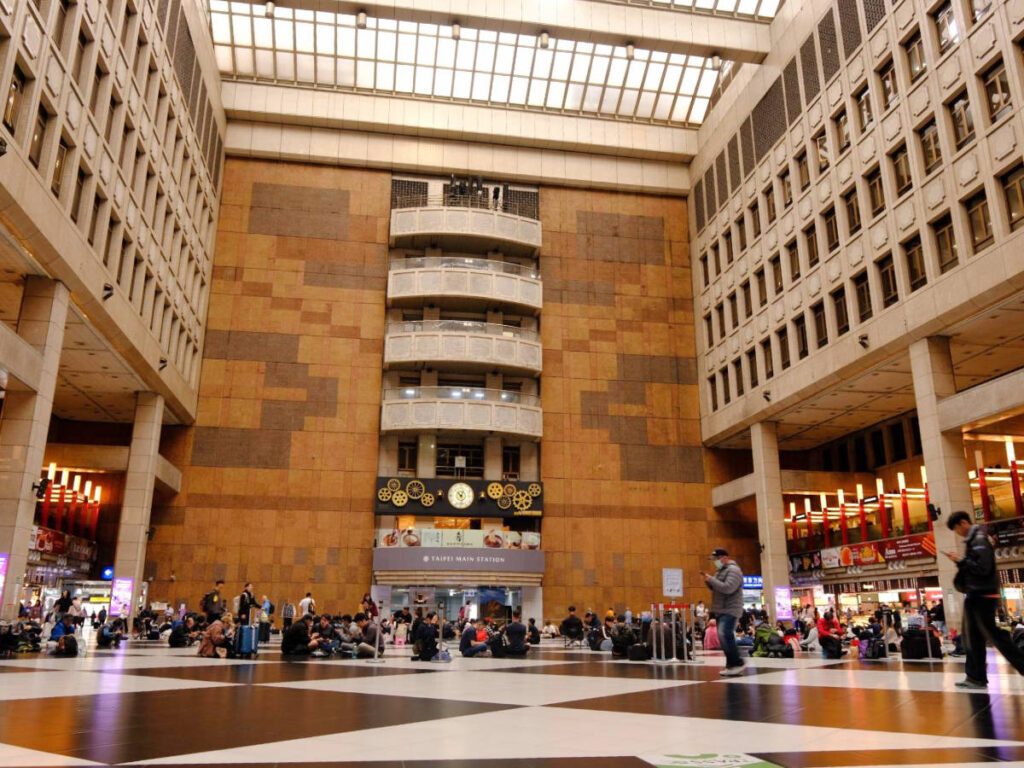 View of people inside the Taipei Main Station