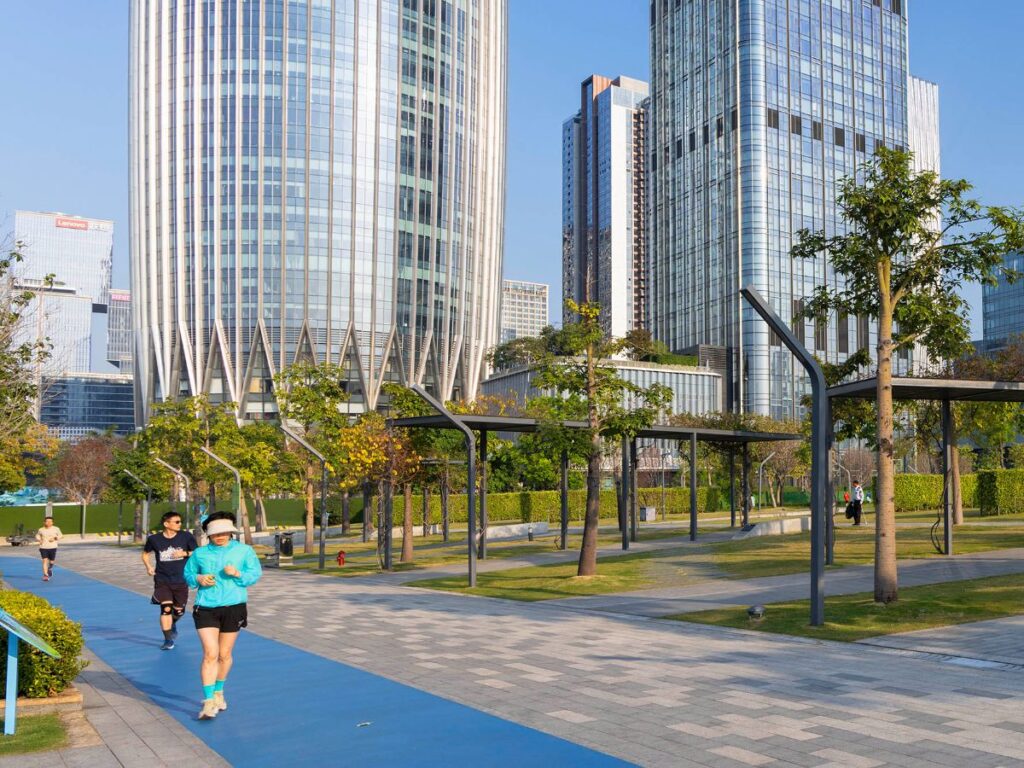 Locals jogging on the running track around Talent Park