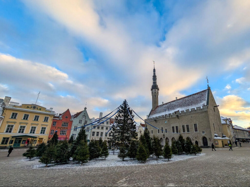 View of the Tallinn Town Hall Square during winter