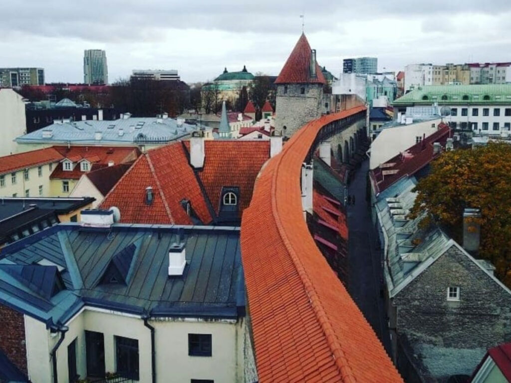 View of the red roof of Tallinn’s Old Town City Wall