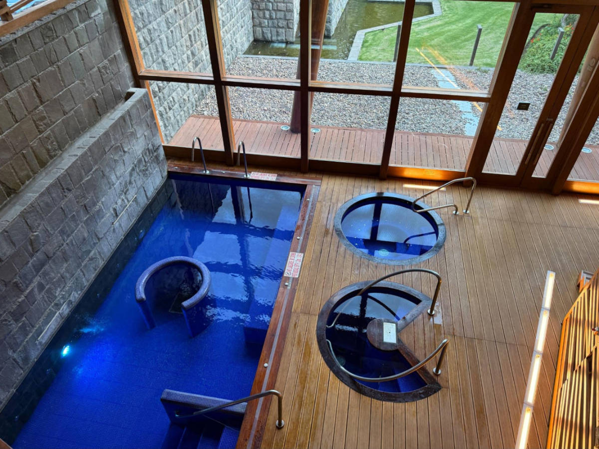 A top-down view of the spa’s water therapy pools (at an extra charge)