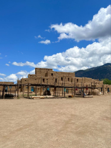 View of the adobe structures at Taos Pueblo