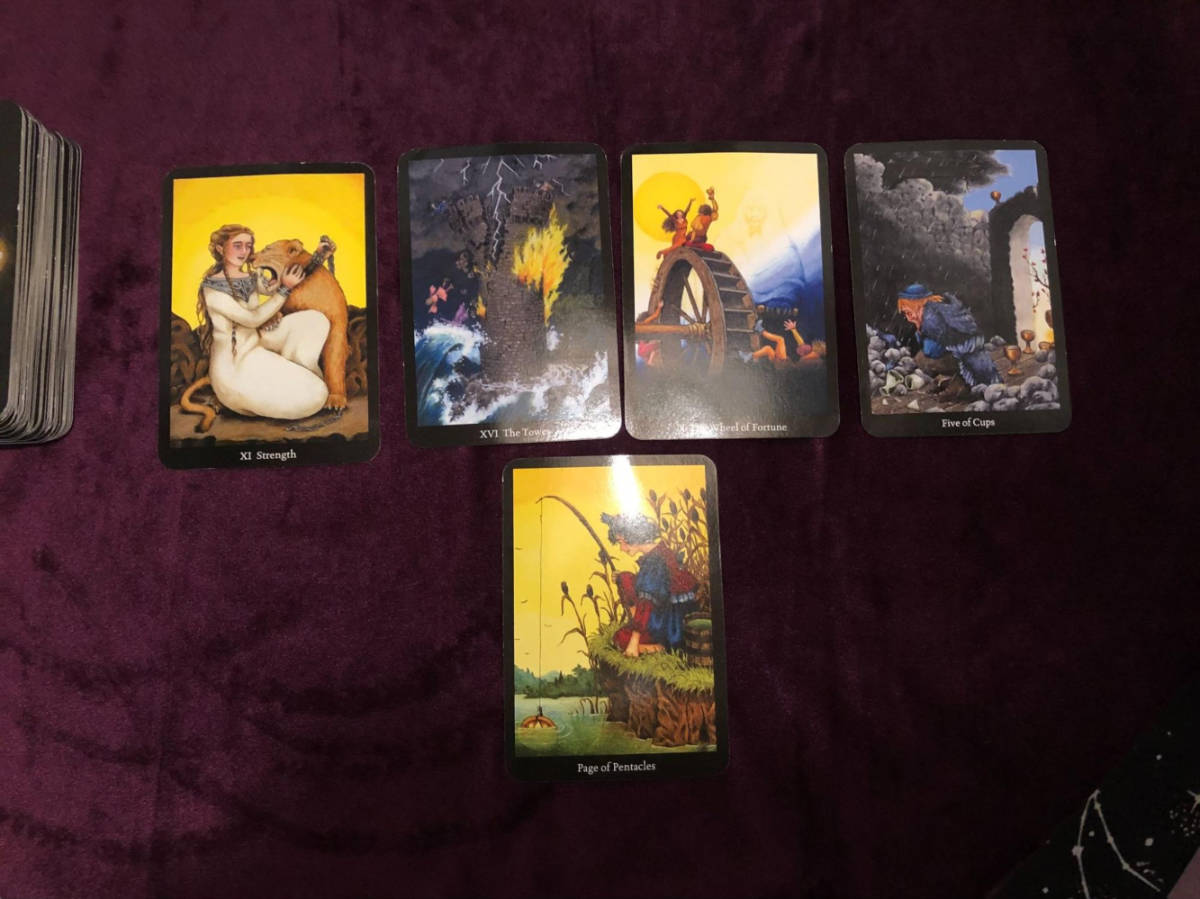 Closeup look of the tarot cards