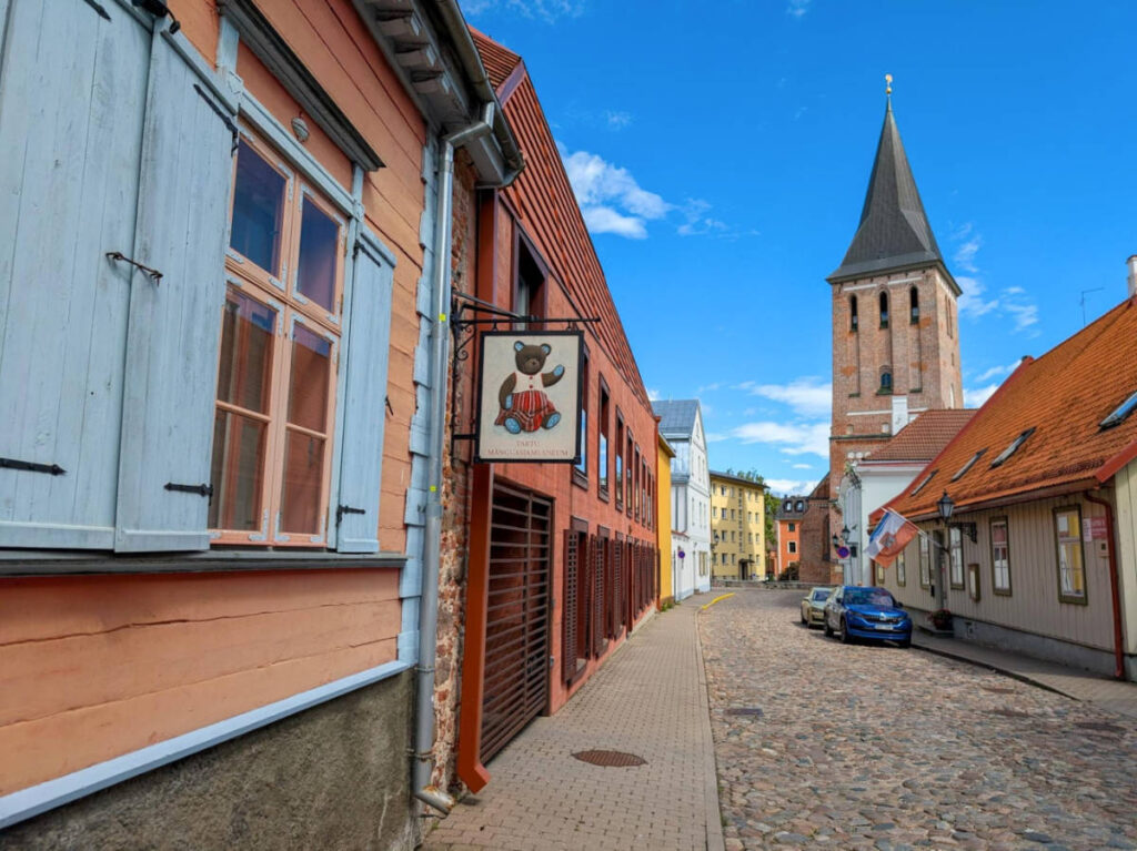 The exterior of the Toy Museum along the quaint street