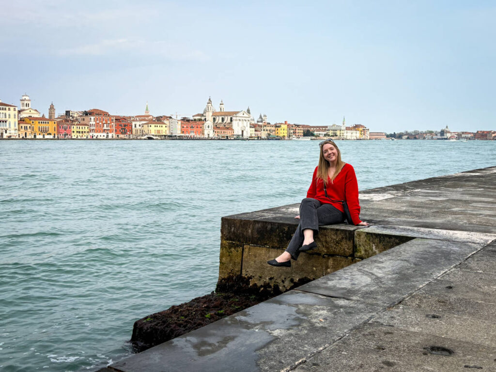 The author Taylor Herperger, enjoying the skyline view of Venice in Giudecca