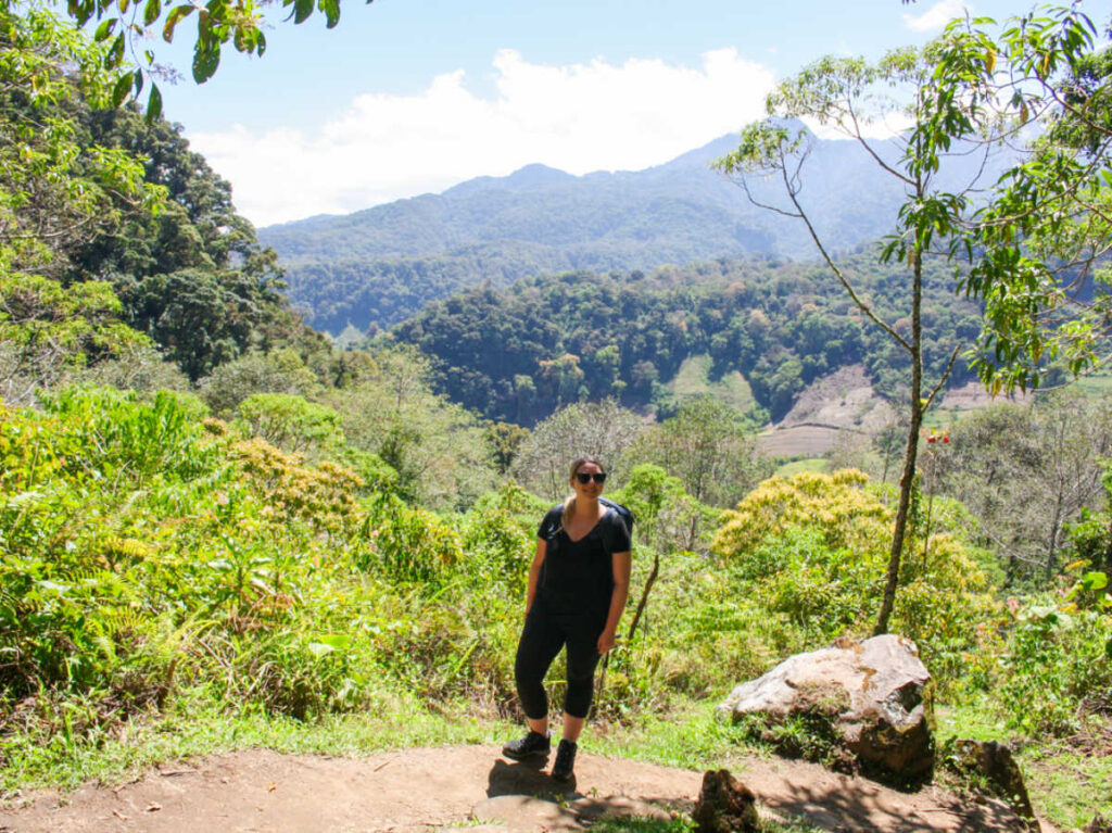 The author Taylor Herperger, hiking Las Tres Cascadas trail