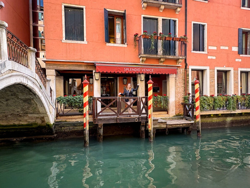 The author Taylor Herperger, enjoying the canal view outside Splendid Venice