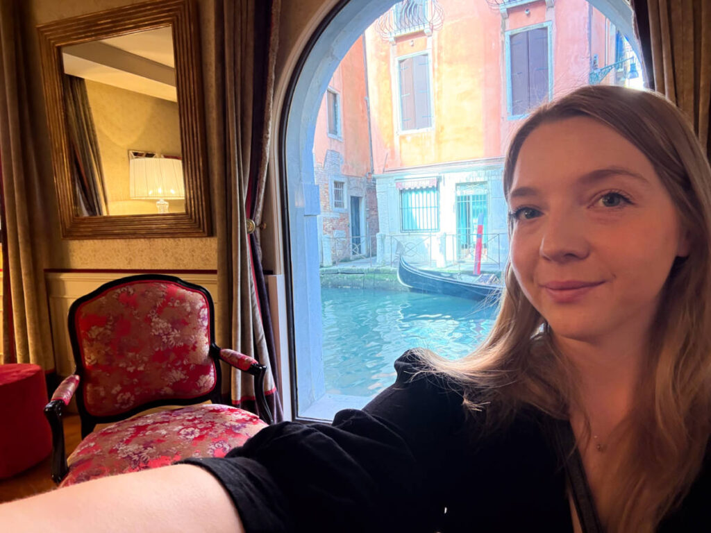 The author Taylor Herperger, enjoying the can view by the window
