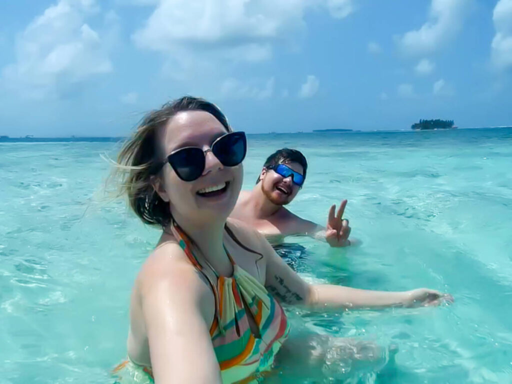 The author Taylor Herperger and her brother swimming in the San Blas Islands